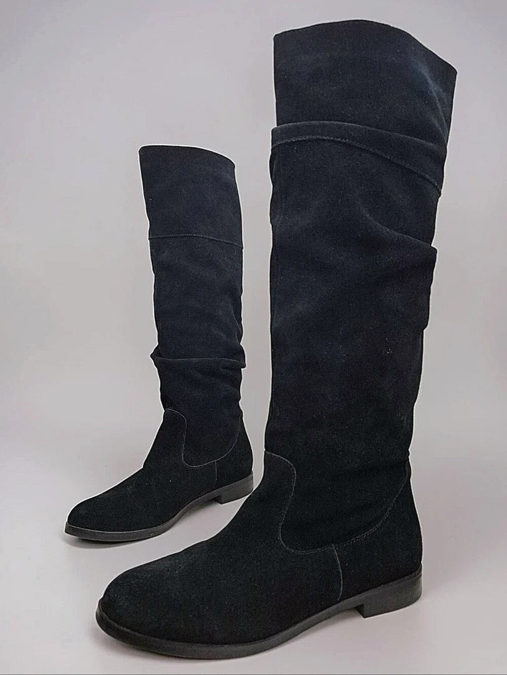Steve Madden Balen Knee High Black Leather Suede Slouch Boots 9.5 Casual